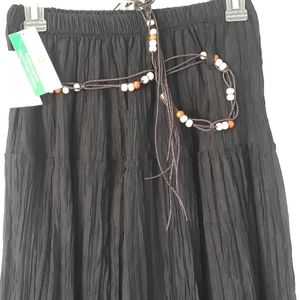 Maxi Skirt with embroided belt lightweight summer fabric